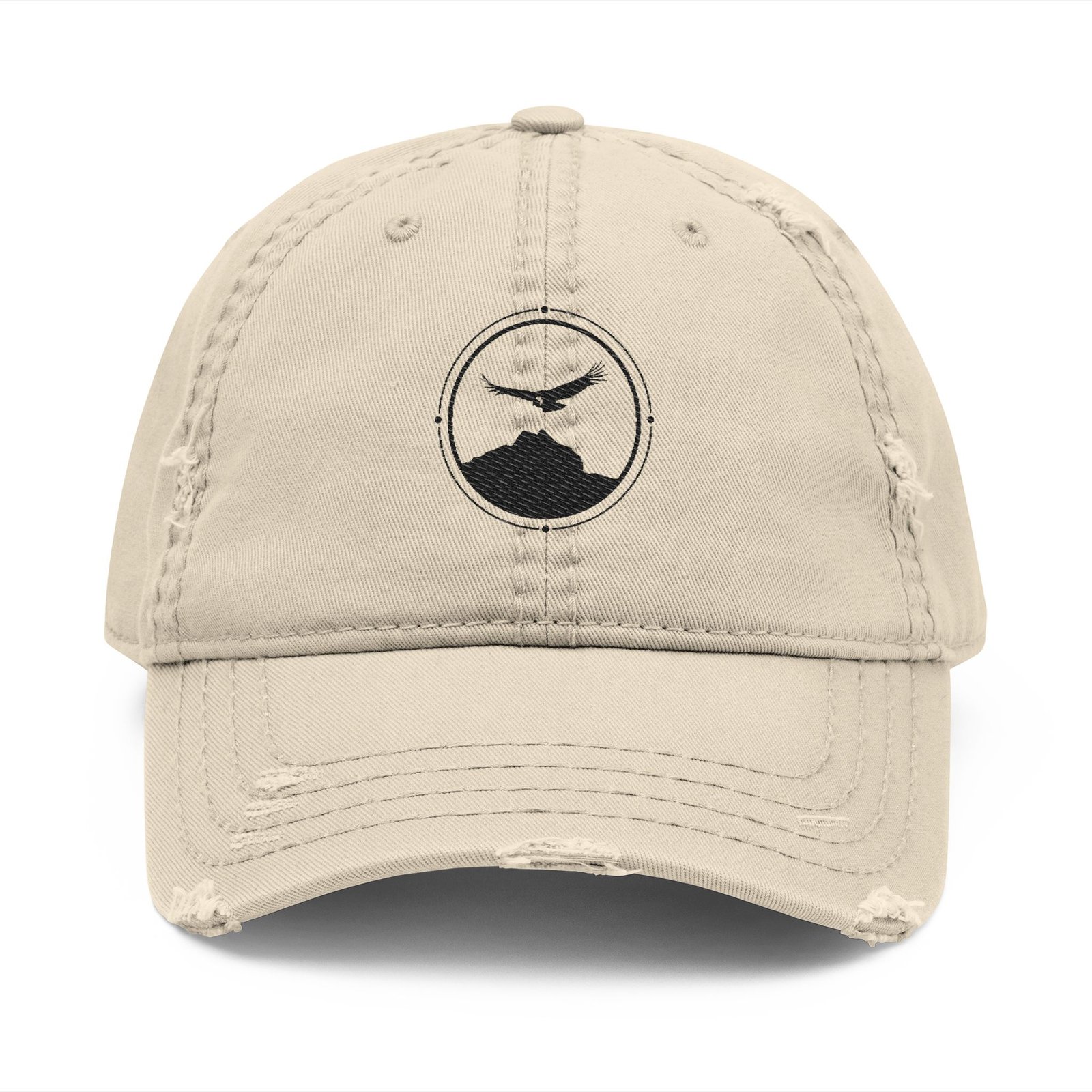Wings Over Mandango Vilcabamba Black Soul Crest Embroidered Distressed Dad Hat